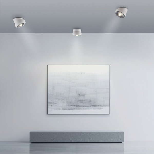 PURE LED-Deckenspot Move, λευκό, Ø 12 cm, μέταλλο/γυαλί, ρυθμιζόμενος, Λευκό, Σαλόνι / τραπεζαρία, Μέταλλο, σύγχρονο
