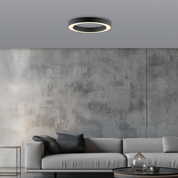 PURE LED φωτιστικό οροφής Lines, Ø 35 cm, γραφίτη, CCT, τηλεχειριστήριο, ρυθμιζόμενος, Μαύρο, Σαλόνι / τραπεζαρία, Μέταλλο, σύγχρονο
