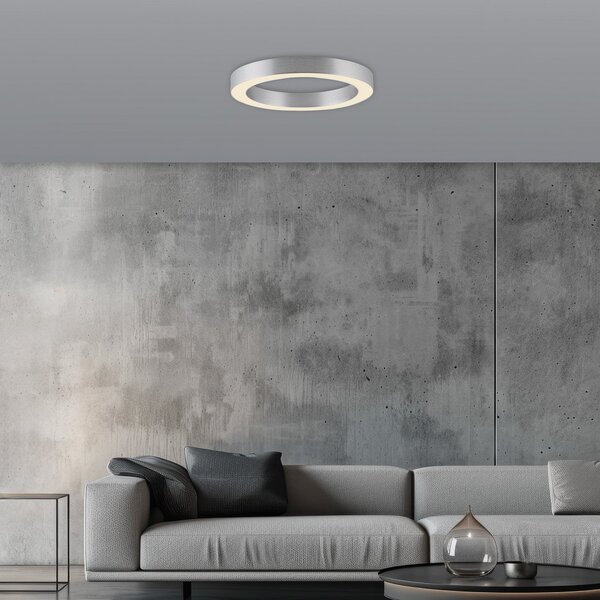 PURE LED φωτιστικό οροφής Lines, Ø 35 cm, ασημί, CCT, ρυθμιζόμενος, Μεταλλικό, Σαλόνι / τραπεζαρία, Μέταλλο, σύγχρονο