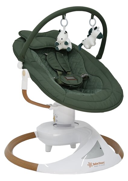 Ηλεκτρικό Ρηλάξ Με Μουσική (0+ Μηνών/Έως 9kg) Bebe Stars Snuggle Forest Green 256-176