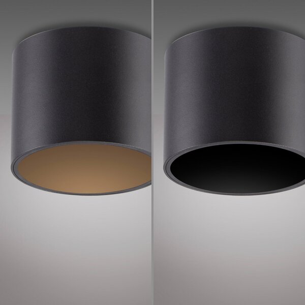 PURE Φωτιστικό οροφής LED για μπάνιο Point, μαύρο, Ø 18 cm, IP44, ρυθμιζόμενος, Μαύρο, Μπάνιο, Μέταλλο, σύγχρονο