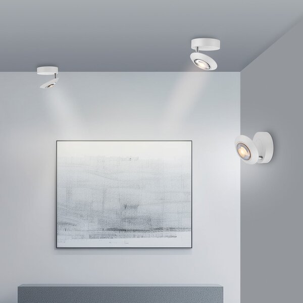 PURE LED φωτιστικό οροφής Oculis, λευκό, Ø 15 cm, σίδερο/γυαλί, ρυθμιζόμενος, Λευκό, Σαλόνι / τραπεζαρία, Μέταλλο, σύγχρονο