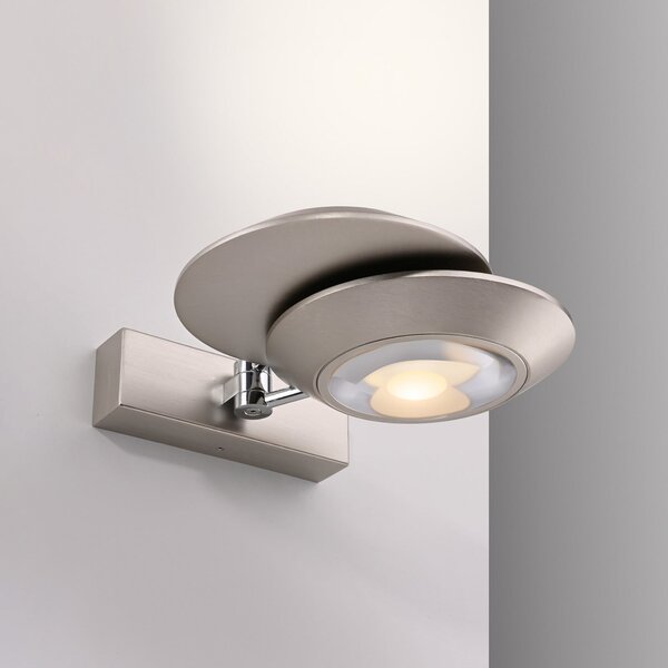 PURE LED απλίκα Oculis, ασημί 30 cm, σίδερο, 2 φτερά., ρυθμιζόμενος, Μεταλλικό, Σαλόνι / τραπεζαρία, Μέταλλο, σύγχρονο