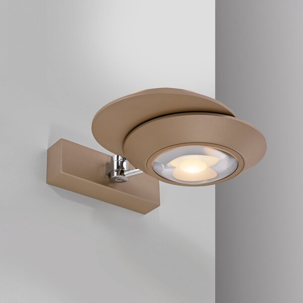 PURE LED απλίκα Oculis, χάλκινο χρώμα 30 cm, σίδερο, 2 φτερά., ρυθμιζόμενος, Μπρούτζινο / Αντικέ ορείχαλκου, Σαλόνι / τραπεζαρία, Μέταλλο, σύγχρονο