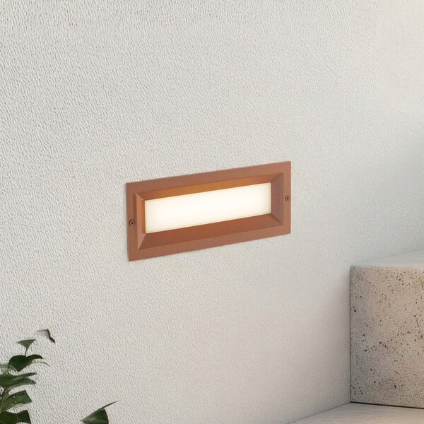 Lucande LED φωτιστικό τοίχου Lachlain, σκουριά, 25 cm, IP65, Καφέ / Σκουριάς, Αλουμίνιο, σύγχρονο, Εσοχή τοίχου