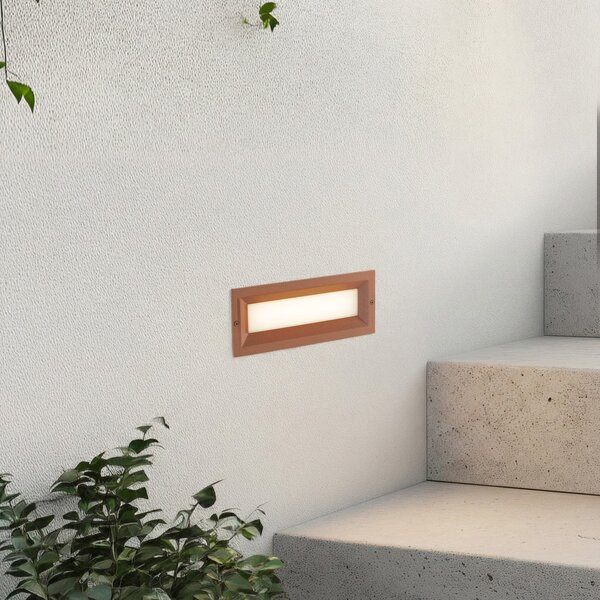 Lucande LED φωτιστικό τοίχου Lachlain, σκουριά, 25 cm, IP65, Καφέ / Σκουριάς, Αλουμίνιο, σύγχρονο, Εσοχή τοίχου