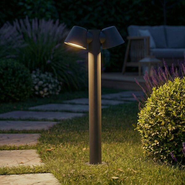 Lindby Φωτιστικό διαδρόμου Ileyna, 2 φτερά, ανθρακί, 100 cm, ρυθμιζόμενος, Γκρι, Αλουμίνιο, σύγχρονο