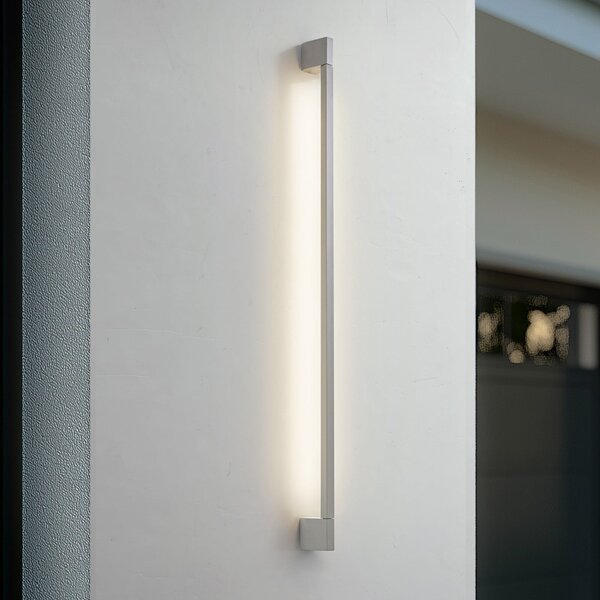 Lindby LED εξωτερικός φωτισμός τοίχου Neano, 120 cm, γκρι πέτρα, IP54, Γκρι, Αλουμίνιο, σύγχρονο