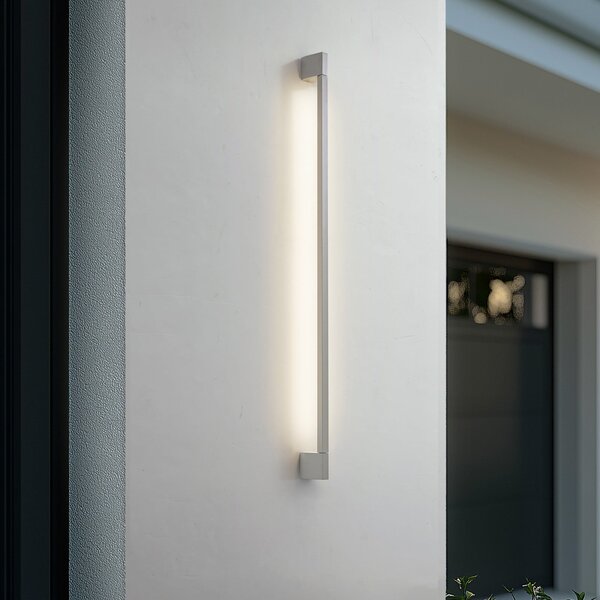 Lindby LED εξωτερικός φωτισμός τοίχου Neano, 120 cm, γκρι πέτρα, IP54, Γκρι, Αλουμίνιο, σύγχρονο