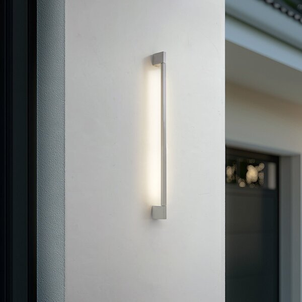 Lindby LED εξωτερικός φωτισμός τοίχου Neano, 90 cm, γκρι πέτρα, IP54, Γκρι, Αλουμίνιο, σύγχρονο
