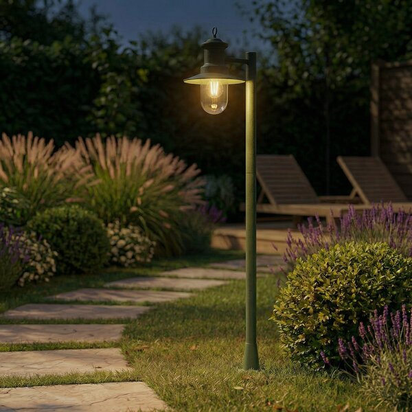 Lindby Φωτιστικό διαδρόμου Eloretta, πράσινο, 110 cm, χάλυβας, IP44, E27, ρυθμιζόμενος, Πράσινο, Μέταλλο, Εξοχική κατοικία / Ρουστίκ