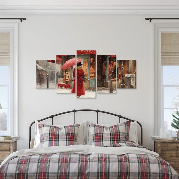 Πεντάπτυχος πίνακας μαγεία χειμωνιάτικου δρόμου