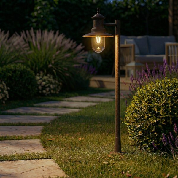 Lindby Φωτιστικό Eloretta, σκουριά, 110 cm, χάλυβας, IP44, E27, ρυθμιζόμενος, Καφέ / Σκουριάς, Μέταλλο, Εξοχική κατοικία / Ρουστίκ