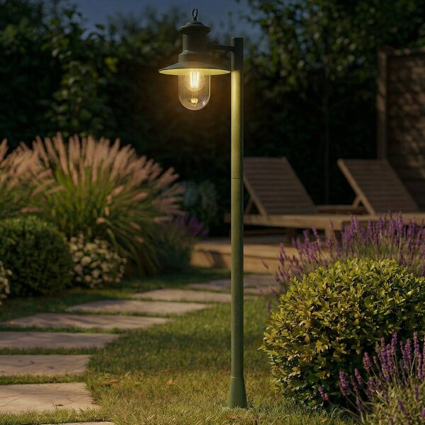 Lindby Φωτιστικό διαδρόμου Eloretta, πράσινο, 110 cm, χάλυβας, IP44, E27, ρυθμιζόμενος, Πράσινο, Μέταλλο, Εξοχική κατοικία / Ρουστίκ