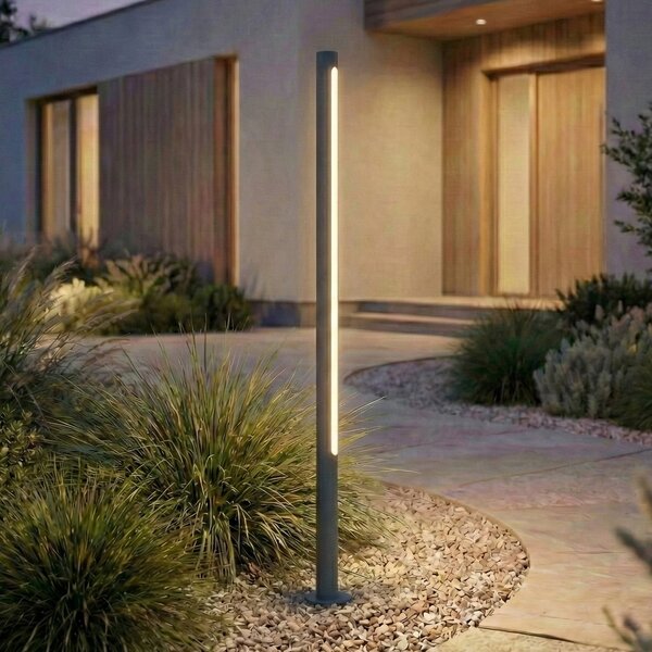 Lindby LED φωτιστικό διαδρόμου Liravel, ύψος 115 cm, ανθρακί, IP65, Μαύρο, Αλουμίνιο, σύγχρονο