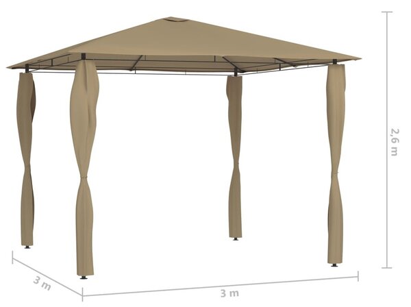 Κιόσκι με Καλύμματα Στύλων Taupe 3 x 3 x 2,6 μ. 160 γρ./μ² - Μπεζ-Γκρι