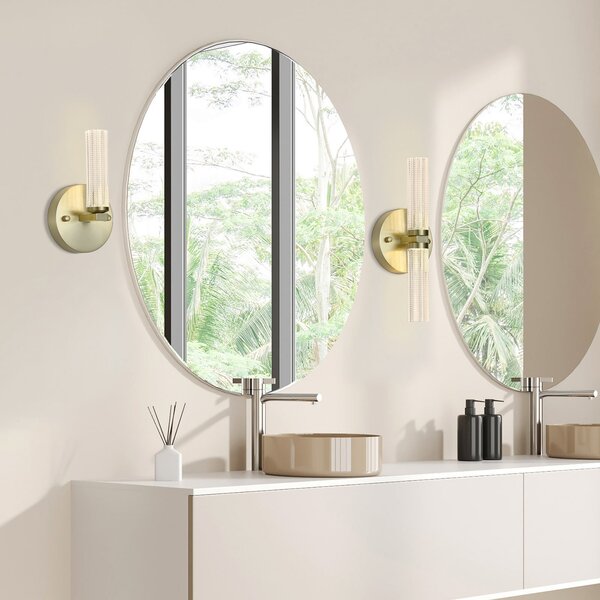 Searchlight LED απλίκα μπάνιου Aberdeen, ύψος 24 cm, χρώμα ορείχαλκου Μεταλλικό, ρυθμιζόμενος, Χρυσό / Ορείχαλκου, Μπάνιο, Μέταλλο