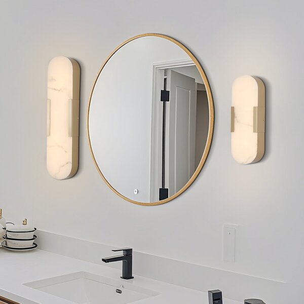 Searchlight LED φωτιστικό τοίχου μπάνιου Opaline ύψος 35 cm χρυσό χρώμα μέταλλο/ρητίνη, ρυθμιζόμενος, Χρυσό / Ορείχαλκου, Μπάνιο, Μέταλλο