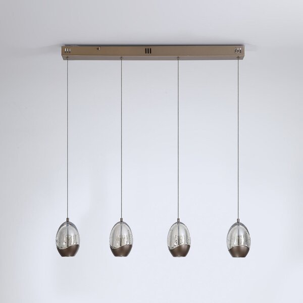 Searchlight Κρεμαστό φωτιστικό LED Seeds, κρεμ χρώμα, μήκος 75 cm, γυαλί 4 φύλλα., ρυθμιζόμενος, Μπεζ, Σαλόνι / τραπεζαρία, Γυαλί