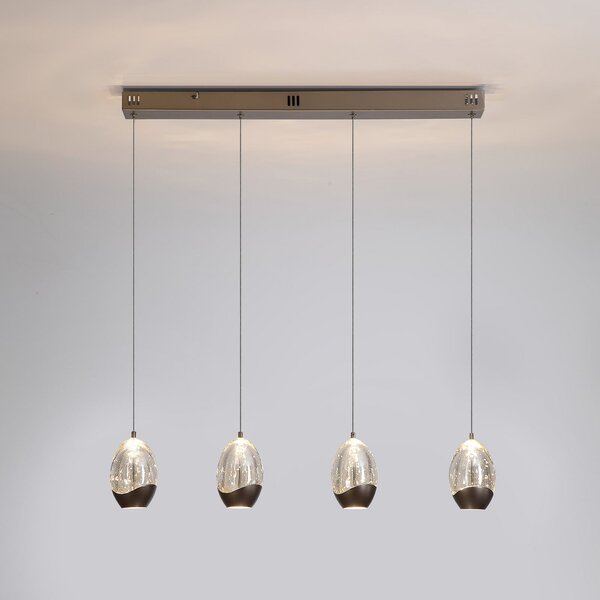 Searchlight Κρεμαστό φωτιστικό LED Seeds, κρεμ χρώμα, μήκος 75 cm, γυαλί 4 φύλλα., ρυθμιζόμενος, Μπεζ, Σαλόνι / τραπεζαρία, Γυαλί