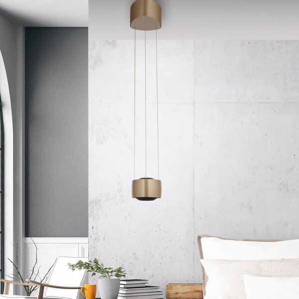 Paul Neuhaus LED κρεμαστό φωτιστικό Q-Stretto, μπρονζέ, 14,5cm, ρυθμιζόμενος, Μπρούτζινο / Αντικέ ορείχαλκου, Σαλόνι / τραπεζαρία, Μέταλλο, σύγχρονο