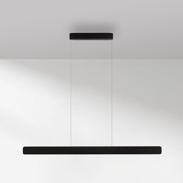 Paul Neuhaus LED κρεμαστό φωτιστικό Q-Stretto, μαύρο, 120cm, ρυθμιζόμενος, Μαύρο, Σαλόνι / τραπεζαρία, Μέταλλο, σύγχρονο