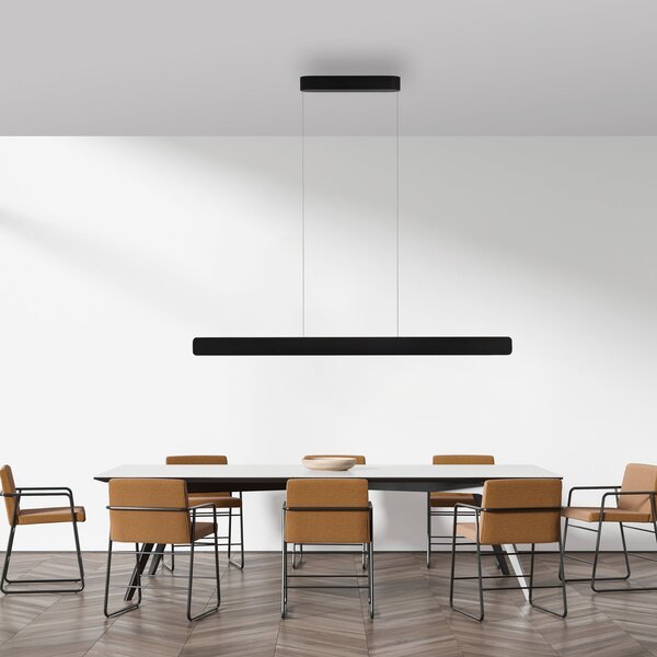 Paul Neuhaus LED κρεμαστό φωτιστικό Q-Stretto, μαύρο, 120cm, ρυθμιζόμενος, Μαύρο, Σαλόνι / τραπεζαρία, Μέταλλο, σύγχρονο