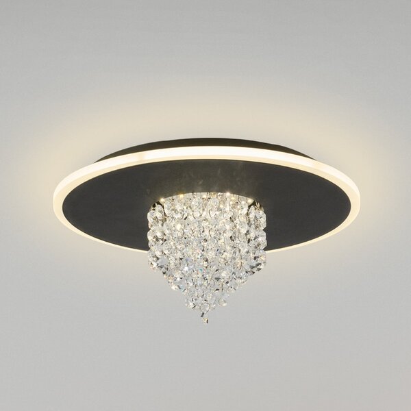 Searchlight Φωτιστικό οροφής LED Deluge, μαύρο, Ø 32 cm, μέταλλο/ακρυλικό, ρυθμιζόμενος, Μαύρο, Σαλόνι / τραπεζαρία, Μέταλλο