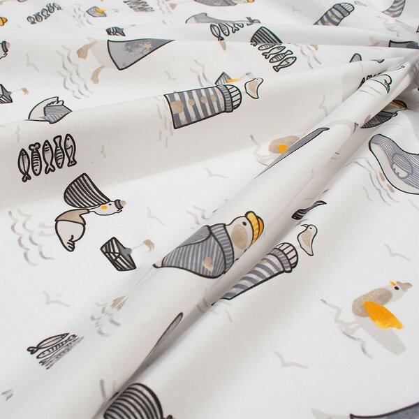Σεντόνι Κούνιας Με Λάστιχο (70x140+15) Dimcol Seabirds 578 White - Grey