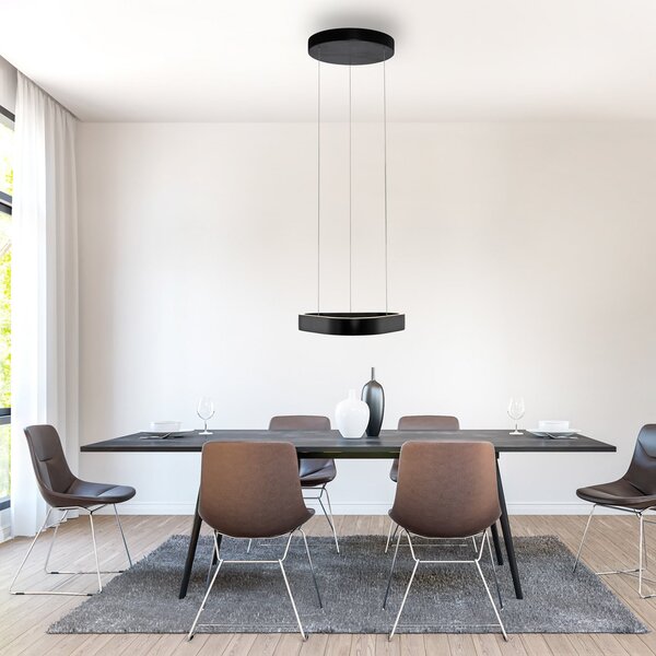 Paul Neuhaus LED κρεμαστό φωτιστικό Q-Stretto, μαύρο, 40,8cm, ρυθμιζόμενος, Μαύρο, Σαλόνι / τραπεζαρία, Μέταλλο, σύγχρονο