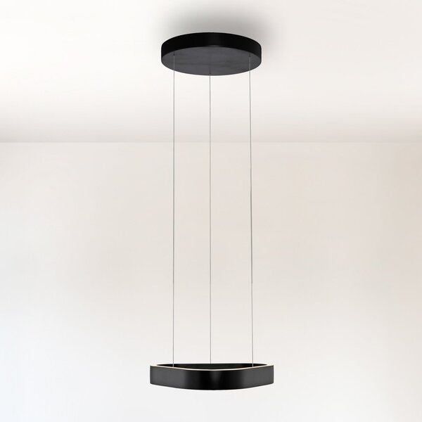 Paul Neuhaus LED κρεμαστό φωτιστικό Q-Stretto, μαύρο, 40,8cm, ρυθμιζόμενος, Μαύρο, Σαλόνι / τραπεζαρία, Μέταλλο, σύγχρονο