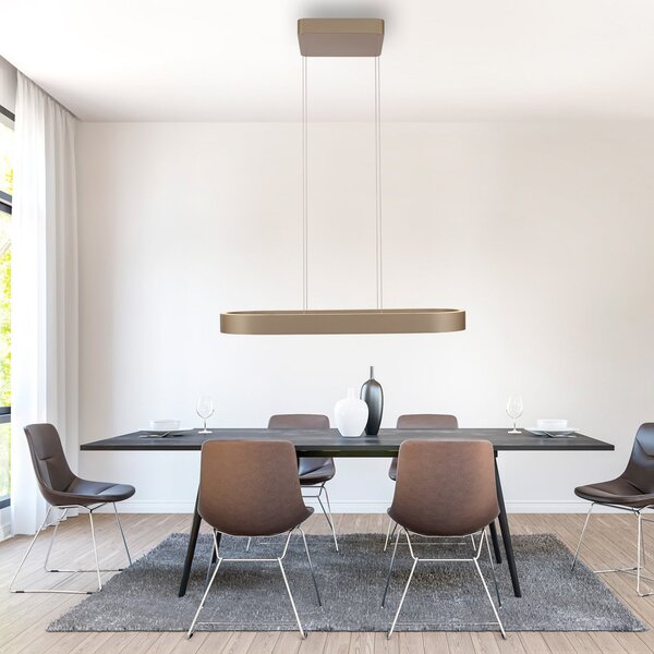 Paul Neuhaus LED κρεμαστό φωτιστικό Q-Stretto, μπρονζέ, 86,8cm, ρυθμιζόμενος, Μπρούτζινο / Αντικέ ορείχαλκου, Σαλόνι / τραπεζαρία, Μέταλλο, σύγχρονο