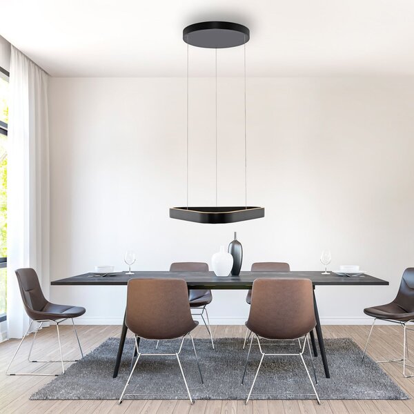 Paul Neuhaus LED κρεμαστό φωτιστικό Q-Stretto, μαύρο, 60cm, ρυθμιζόμενος, Μαύρο, Σαλόνι / τραπεζαρία, Μέταλλο, σύγχρονο