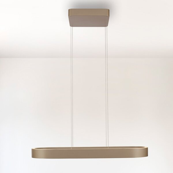 Paul Neuhaus LED κρεμαστό φωτιστικό Q-Stretto, μπρονζέ, 86,8cm, ρυθμιζόμενος, Μπρούτζινο / Αντικέ ορείχαλκου, Σαλόνι / τραπεζαρία, Μέταλλο, σύγχρονο