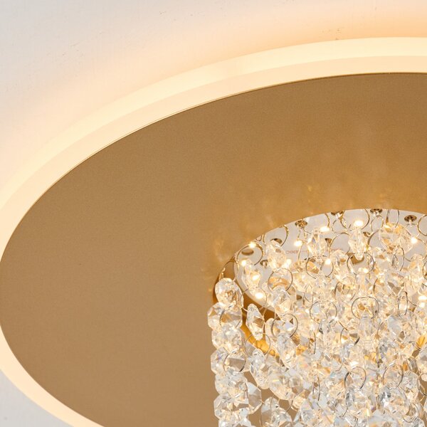 Searchlight Φωτιστικό οροφής LED Deluge, χρυσό χρώμα, Ø 32 cm, μέταλλο/ακρυλικό, ρυθμιζόμενος, Διαφανές, Σαλόνι / τραπεζαρία, Μέταλλο