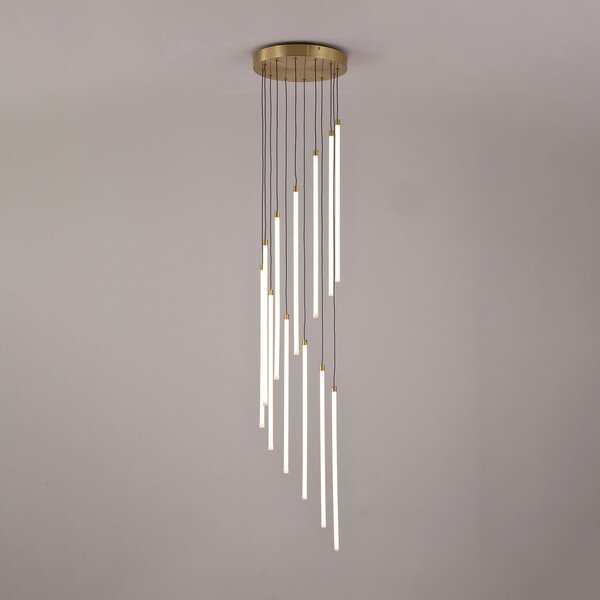 Searchlight Κρεμαστή λάμπα LED Flare, χρώμα ορείχαλκου, Ø 35 cm, CCT, 12 φτερά., ρυθμιζόμενος, Χρυσό / Ορείχαλκου, Σαλόνι / τραπεζαρία, Μέταλλο