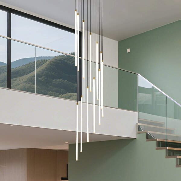 Searchlight Κρεμαστή λάμπα LED Flare, χρώμα ορείχαλκου, Ø 35 cm, CCT, 12 φτερά., ρυθμιζόμενος, Χρυσό / Ορείχαλκου, Σαλόνι / τραπεζαρία, Μέταλλο