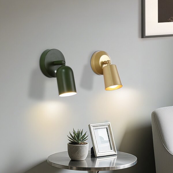 Searchlight LED-Akku-Wandlampe CONE, χρυσό χρώμα, πλάτος 10 cm, μέταλλο, ρυθμιζόμενος, Χρυσό / Ορείχαλκου, Σαλόνι / τραπεζαρία, Μέταλλο