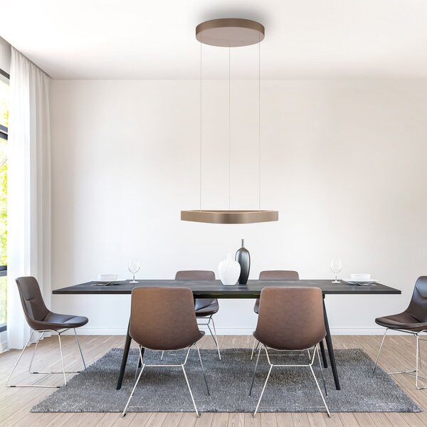 Paul Neuhaus LED κρεμαστό φωτιστικό Q-Stretto, μπρονζέ, 60cm, ρυθμιζόμενος, Μπρούτζινο / Αντικέ ορείχαλκου, Σαλόνι / τραπεζαρία, Μέταλλο, σύγχρονο