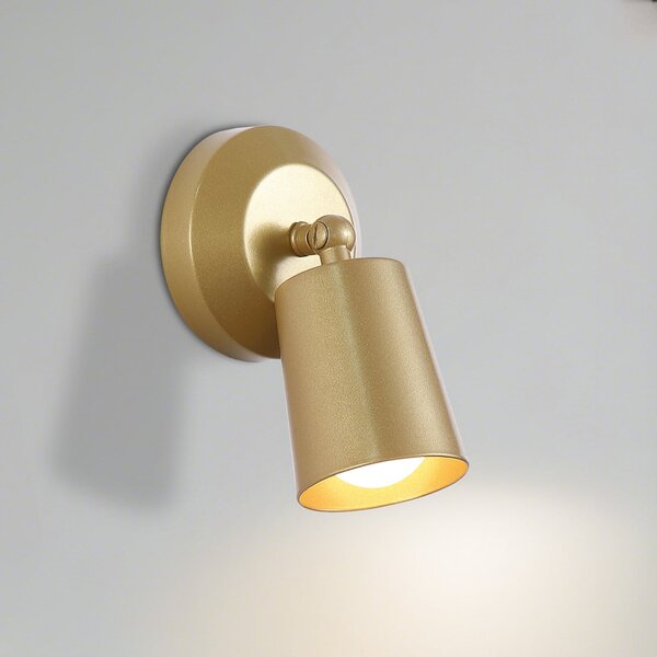 Searchlight LED-Akku-Wandlampe CONE, χρυσό χρώμα, πλάτος 10 cm, μέταλλο, ρυθμιζόμενος, Χρυσό / Ορείχαλκου, Σαλόνι / τραπεζαρία, Μέταλλο