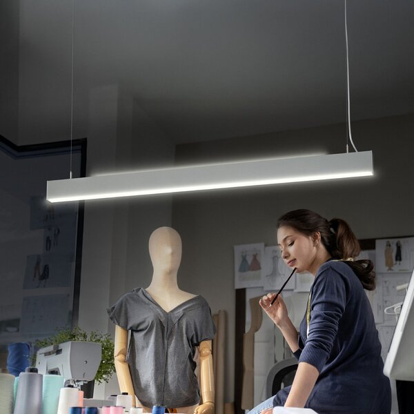 OSRAM LED κρεμαστή λάμπα Office line Cuboid λευκό 4.000 K DIM, ρυθμιζόμενος, Λευκό, Μελέτη / Γραφείο, Αλουμίνιο, σύγχρονο