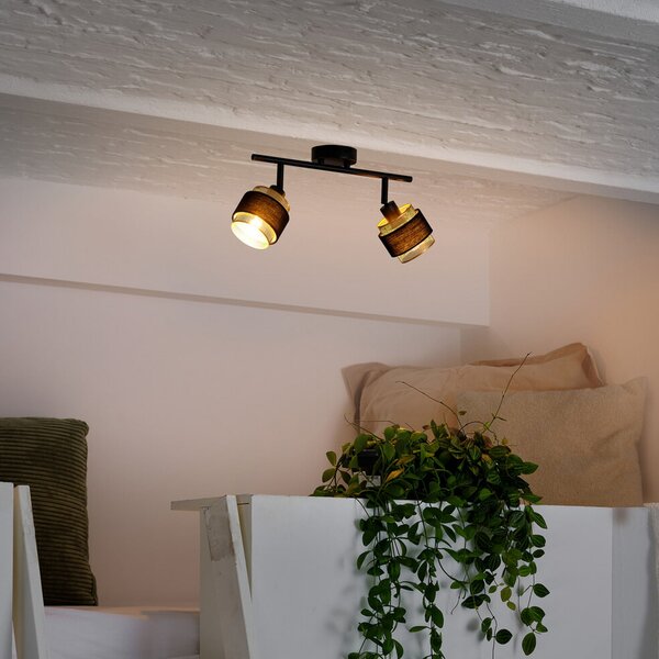 OSRAM Φωτιστικό οροφής Decor Spot Hornet, 2 φώτα, μαύρο/χρυσό, Μαύρο, Σαλόνι / τραπεζαρία, Ύφασμα / Κλωστοϋφαντουργία, σύγχρονο