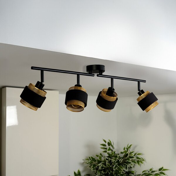 OSRAM Φωτιστικό οροφής Decor Spot Hornet, 4-φωτιστικά, μαύρο/χρυσό, Μαύρο, Σαλόνι / τραπεζαρία, Ύφασμα / Κλωστοϋφαντουργία, σύγχρονο