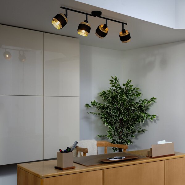 OSRAM Φωτιστικό οροφής Decor Spot Hornet, 4-φωτιστικά, μαύρο/χρυσό, Μαύρο, Σαλόνι / τραπεζαρία, Ύφασμα / Κλωστοϋφαντουργία, σύγχρονο