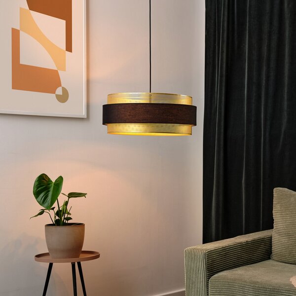 OSRAM Κρεμαστή λάμπα Decor Hornet, μαύρο/χρυσό, E27, ρυθμιζόμενος, Μαύρο, Σαλόνι / τραπεζαρία, Ύφασμα / Κλωστοϋφαντουργία, σύγχρονο