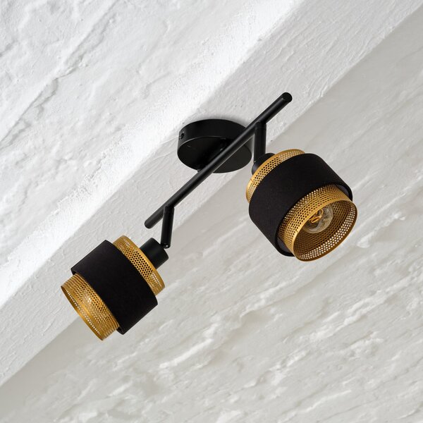 OSRAM Φωτιστικό οροφής Decor Spot Hornet, 2 φώτα, μαύρο/χρυσό, Μαύρο, Σαλόνι / τραπεζαρία, Ύφασμα / Κλωστοϋφαντουργία, σύγχρονο