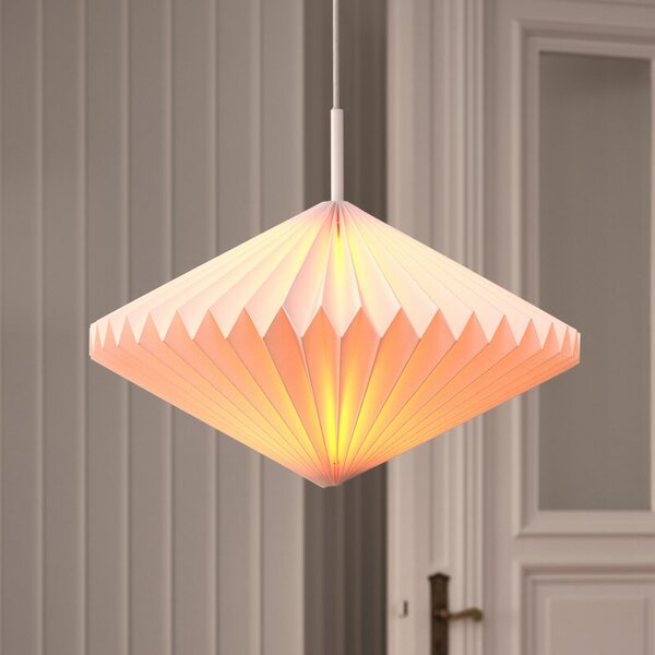 OSRAM Κρεμαστό φωτιστικό Decor Paper Diamond, λευκό, χαρτί, E27, ρυθμιζόμενος, Λευκό, Σαλόνι / τραπεζαρία, Χαρτί / χαρτόνι