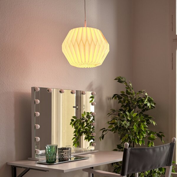 OSRAM Κρεμαστό φωτιστικό Decor Paper Gem, λευκό, χαρτί, E27, ρυθμιζόμενος, Λευκό, Σαλόνι / τραπεζαρία, Χαρτί / χαρτόνι