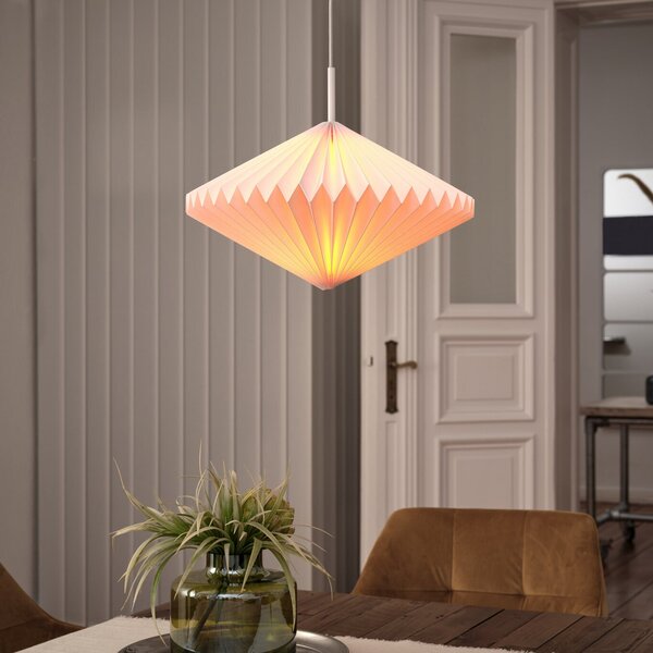 OSRAM Κρεμαστό φωτιστικό Decor Paper Diamond, λευκό, χαρτί, E27, ρυθμιζόμενος, Λευκό, Σαλόνι / τραπεζαρία, Χαρτί / χαρτόνι