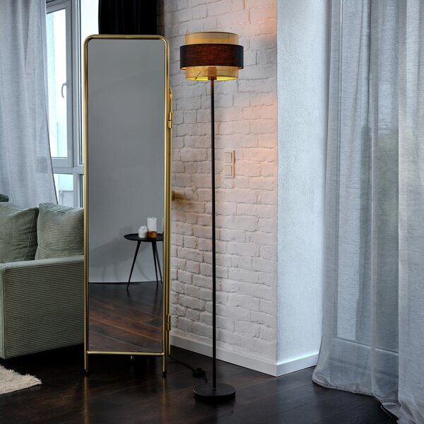 OSRAM Φωτιστικό δαπέδου Decor Hornet, μαύρο/χρυσό, E27, ύψος 175 cm, Μαύρο, Σαλόνι / τραπεζαρία, Ύφασμα / Κλωστοϋφαντουργία, σύγχρονο